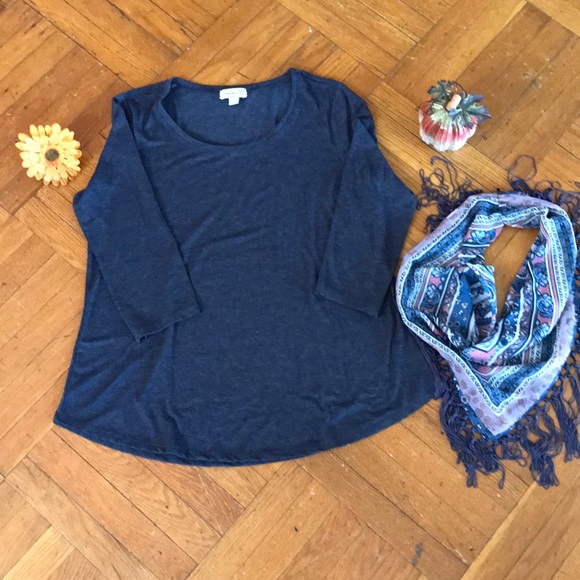 ONE WORLD DARK BLUE Blouse /sweater with scarf M - Picture 3 of 5